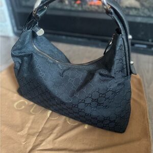 Gucci Black Monogram Hobo Bag